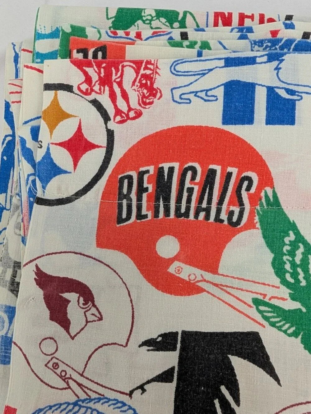Vintage Fashion Manor NFL Teams Twin Flat Bed Sheet Muslin Penn Prest JCPenny